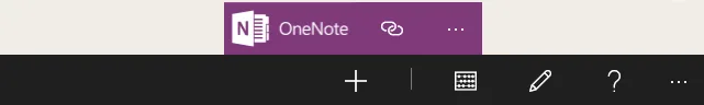 OneNote-App-Leiste am unteren Bildschirmrand mit Verknüpfungssymbol zum Verbinden einer OneNote-Seite mit der Unterrichtsstunde